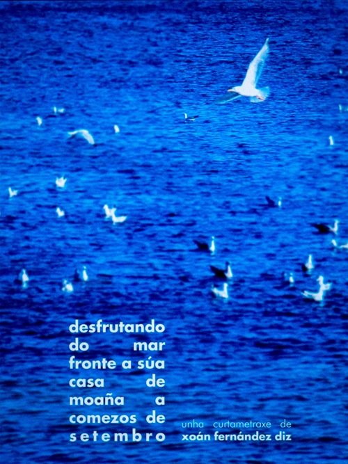 enjoying the sea in front of his house in moaña in early september